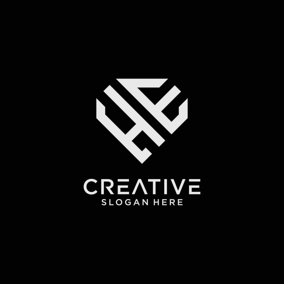 kreativ stil han brev logotyp design mall med diamant form ikon vektor
