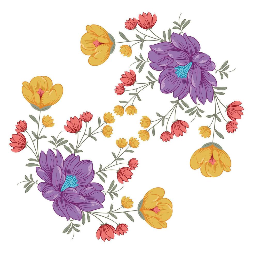 uppsättning av blomma grenar. bakgrund illustration av blommor, grön löv. bröllop begrepp med blommor. blomma affisch, inbjudan. vektor arrangemang för hälsning kort eller inbjudan design