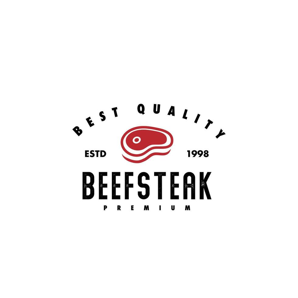 Jahrgang Rindfleisch Steak Haus oder Metzger Geschäft Typografie Etikett, Emblem, Logo Vorlage. einstellen Unterschrift. isoliert. vektor