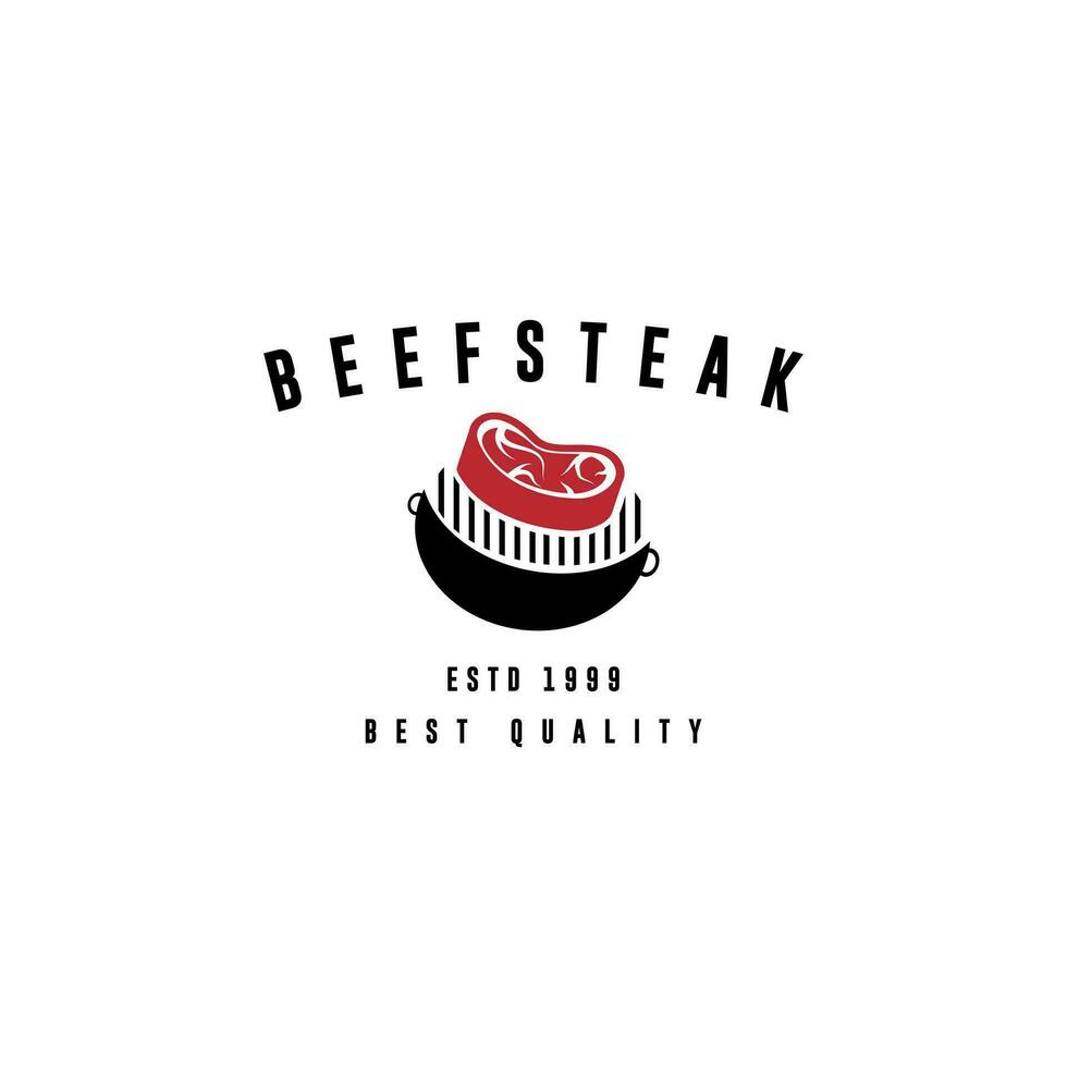 Jahrgang Rindfleisch Steak Haus oder Metzger Geschäft Typografie Etikett, Emblem, Logo Vorlage. einstellen Unterschrift. isoliert. vektor