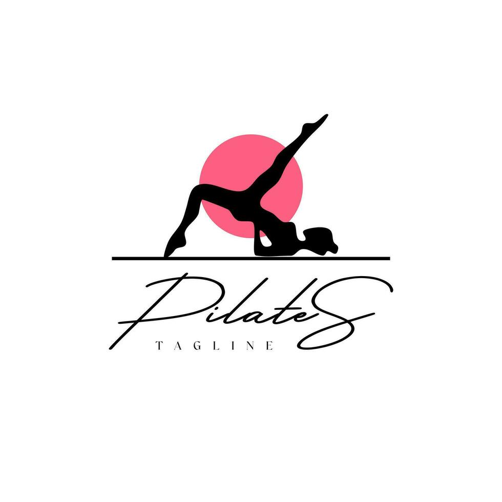 pilates tränare kvinna silhuett kreativ vektor logotyp design