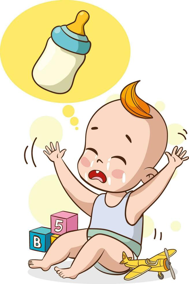 hungrig bebis gråt vektor illustration