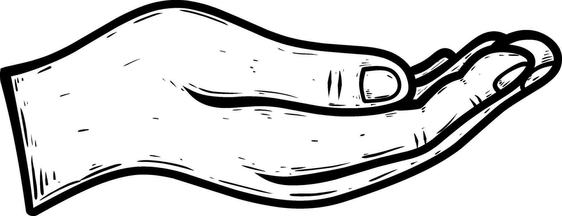 tecknad serie av öppen hand isolerat på vit vektor