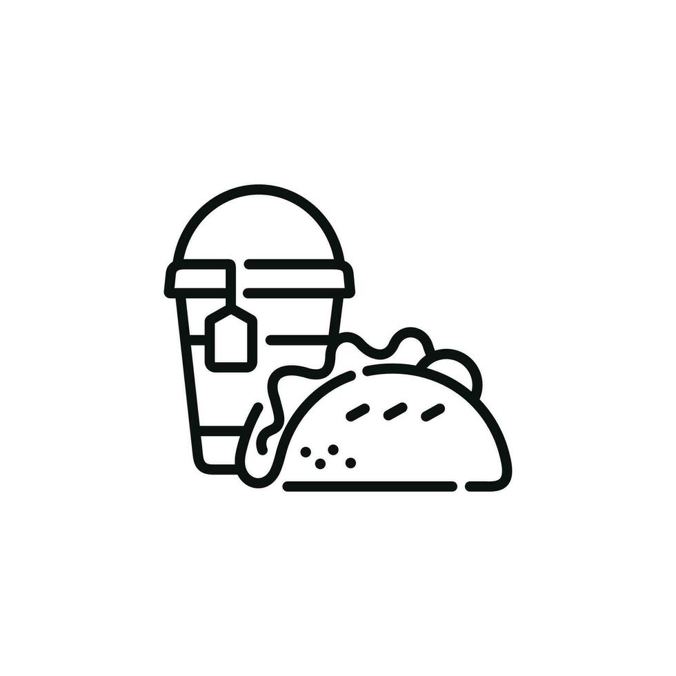 Taco und trinken Linie Symbol. schnell Essen Linie Symbol isoliert auf Weiß Hintergrund vektor