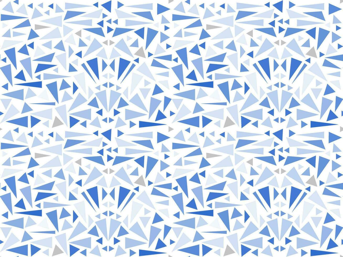 nahtlos Muster im mehrfarbig Blau Dreiecke. Stücke von Glas, Mosaik, Eis vektor