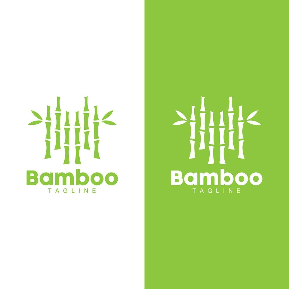 tropisk bambu skog logotyp, träd trunk och blad design, vektor illustration symbol