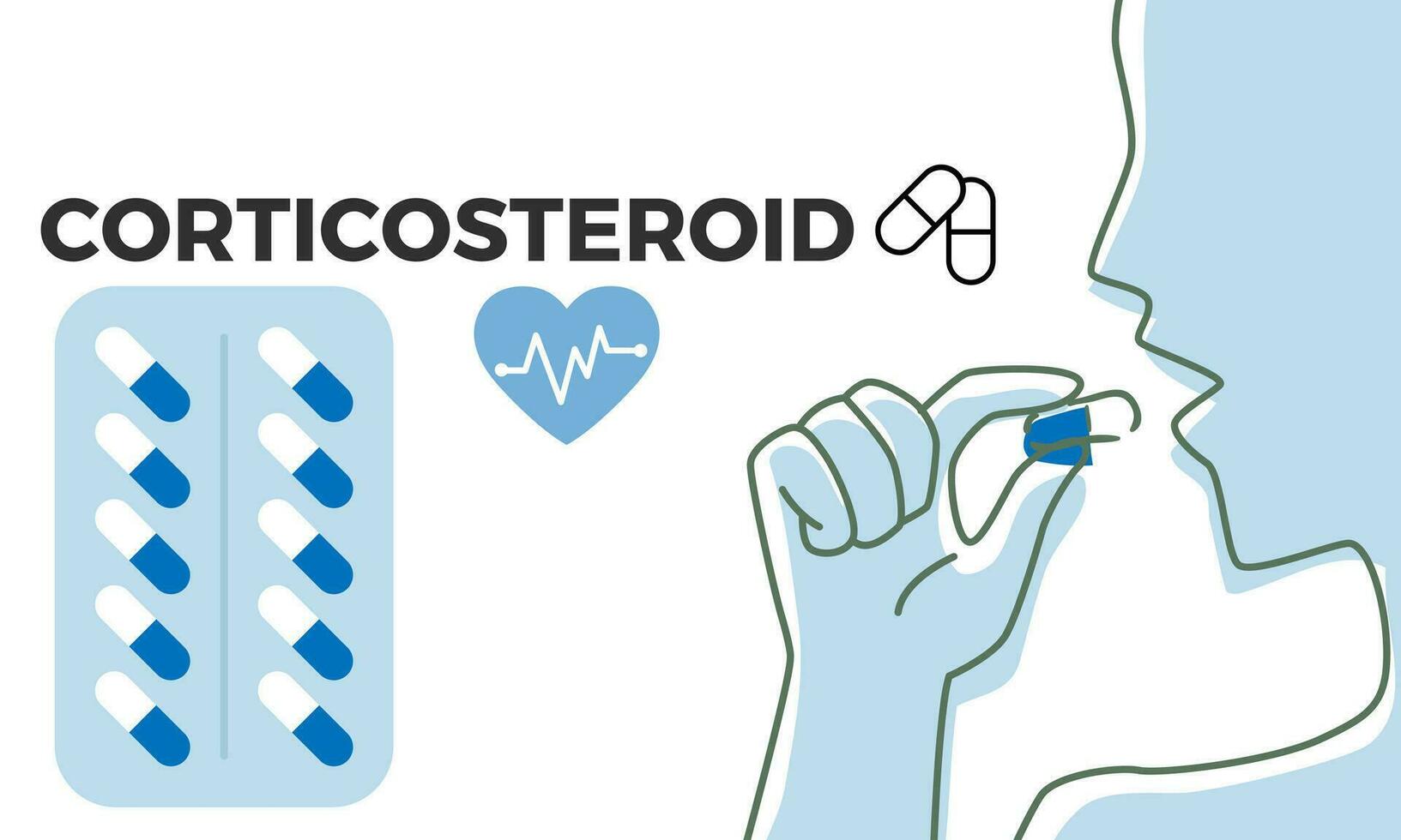 kortikosteroid. kortikosteroid medicinsk piller i rx recept läkemedel flaska vektor illustration