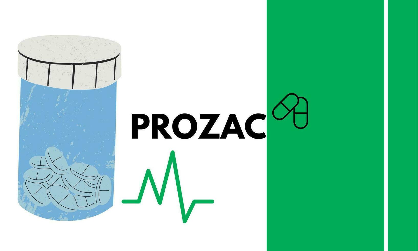 prozac medizinisch Tabletten im rx Rezept Droge Flasche zum mental Gesundheit Vektor Illustration
