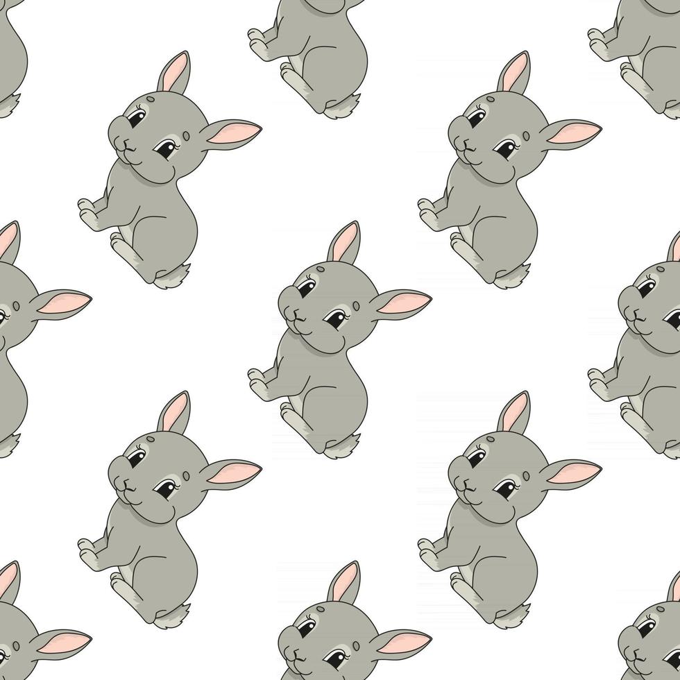 glad kanin. färgat sömlöst mönster med söt seriefigur. enkel platt vektorillustration isolerad på vit bakgrund. design tapeter, tyg, omslagspapper, omslag, webbplatser. vektor