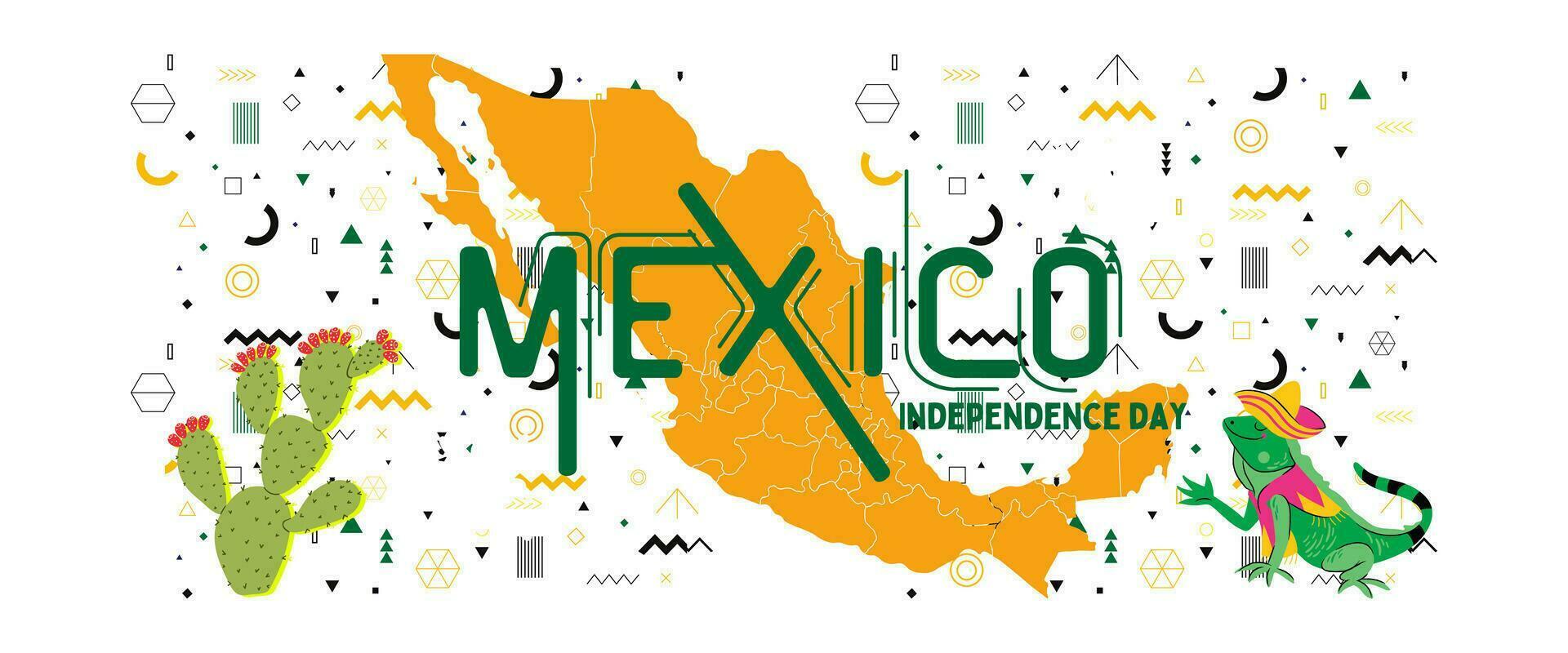 mexico nationell dag baner för oberoende dag årsdag. flagga av mexico och modern geometrisk retro abstrakt design vektor