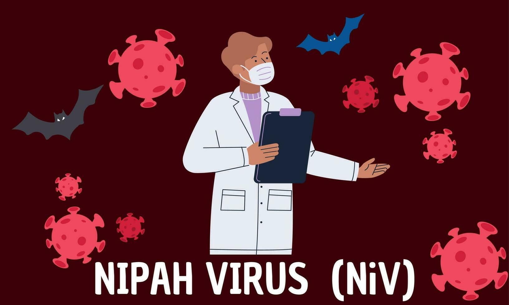 nipah virus infektion är en nytt framväxande zoonos den där orsaker svår sjukdom i både djur och människor. vektor illustration