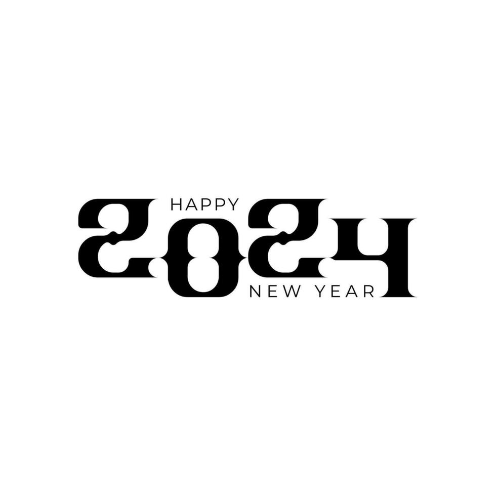 glücklich Neu Jahr 2024 Logo kreativ Neu Jahr Jahrgang Stil vektor