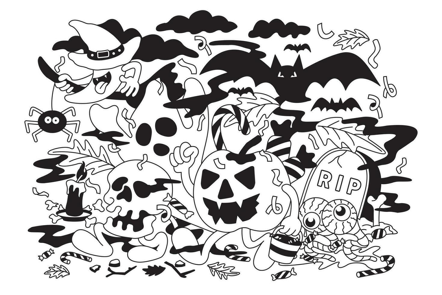 halloween klotter illustration Bra för social media innehåll, skriva ut bas Ansökan och handelsvaror. vektor