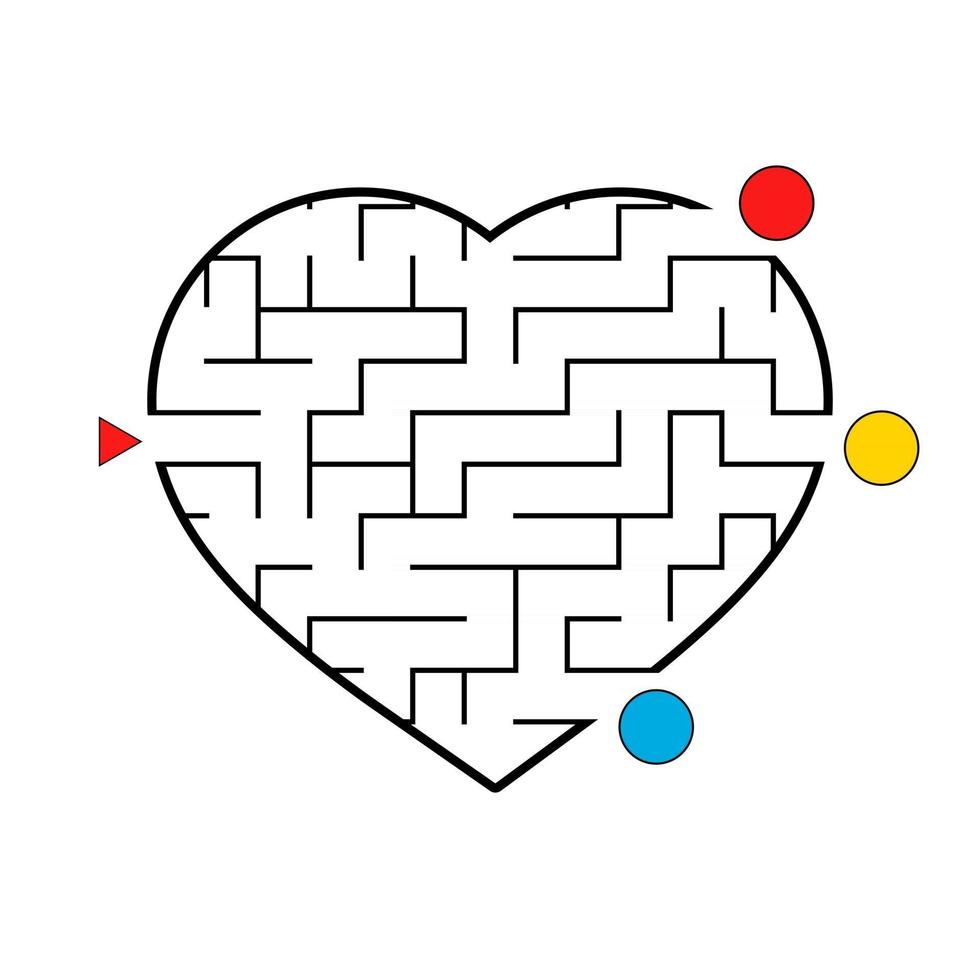 Labyrinth in Form eines Herzens. Spiel für Kinder. Puzzle für Kinder. den richtigen Weg finden. Labyrinth Rätsel. flache Vektorillustration lokalisiert auf weißem Hintergrund. vektor