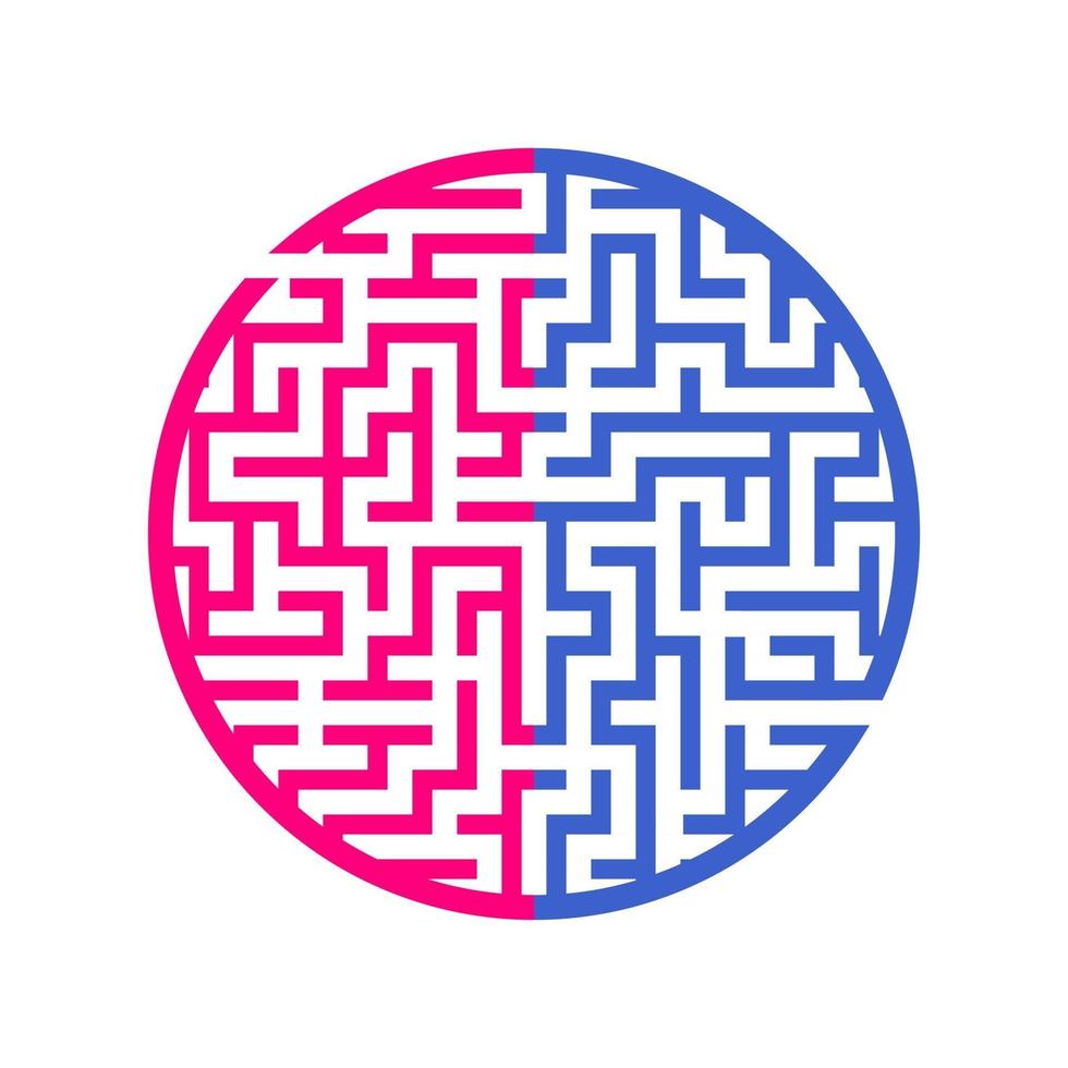 Farbe rundes Labyrinth. in verschiedenen Farben lackiert. Spiel für Kinder und Erwachsene. Puzzle für Kinder. Labyrinth Rätsel. flache Vektorillustration lokalisiert auf weißem Hintergrund. vektor