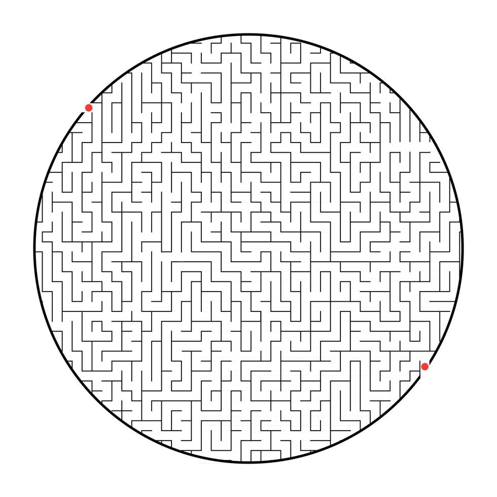 schwieriges rundes Labyrinth. Spiel für Kinder und Erwachsene. Puzzle für Kinder. Labyrinth Rätsel. flache Vektorillustration lokalisiert auf weißem Hintergrund. vektor