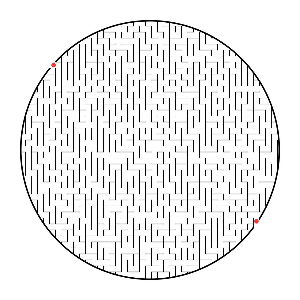 svår rund labyrint. spel för barn och vuxna. pussel för barn. labyrintkonst. platt vektorillustration isolerad på vit bakgrund. vektor