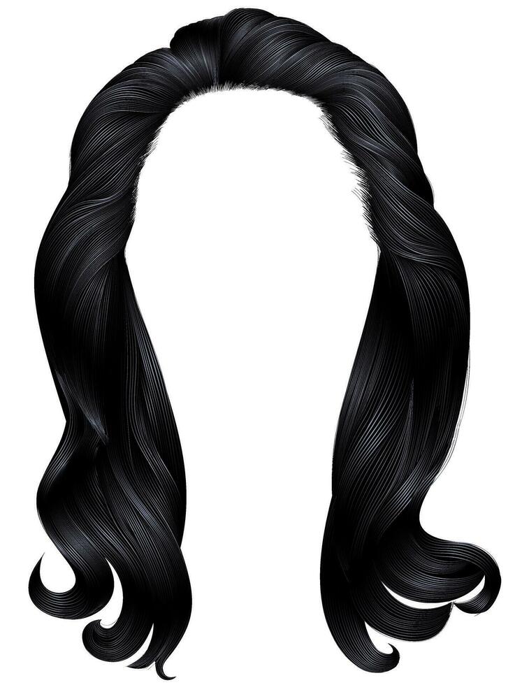 modisch Frau lange Haare schwarz Farben.Schönheit Mode . realistisch Grafik 3d vektor