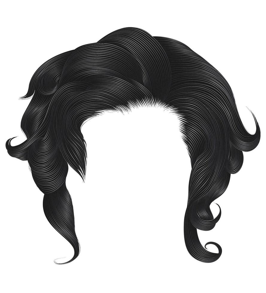 trendig kvinna lockigt hårstrån grå Färg . medium längd . skönhet stil . realistisk 3d . vektor