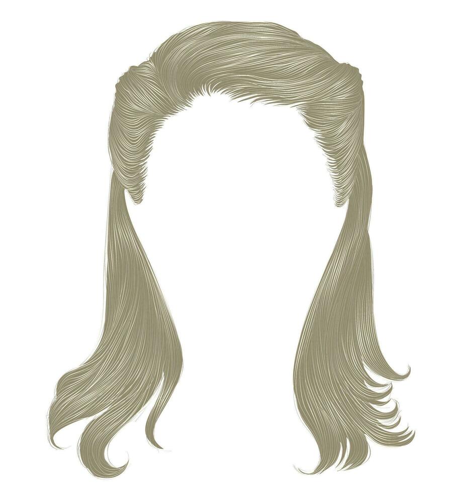 modisch Frau lange Haare blond Farben . Schönheit Mode . realistisch Grafik 3d.retro vektor