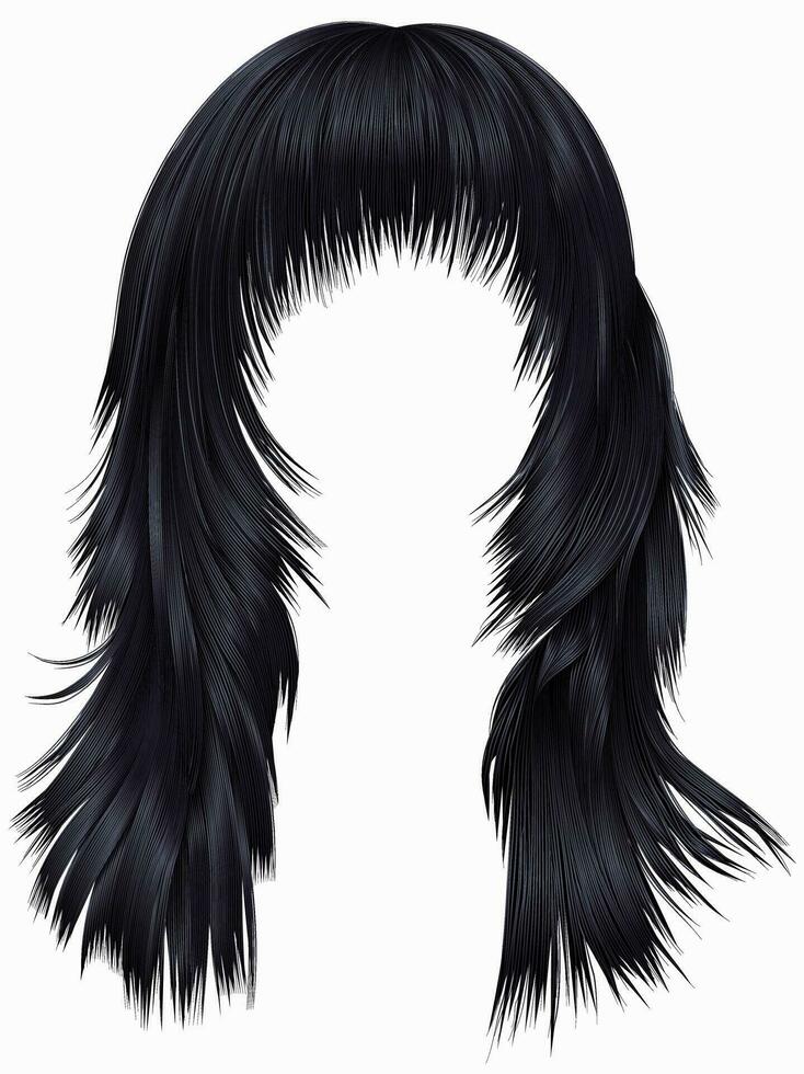modisch Frau lange Haare Brünette schwarz Farben . Schönheit Mode . realistisch 3d vektor