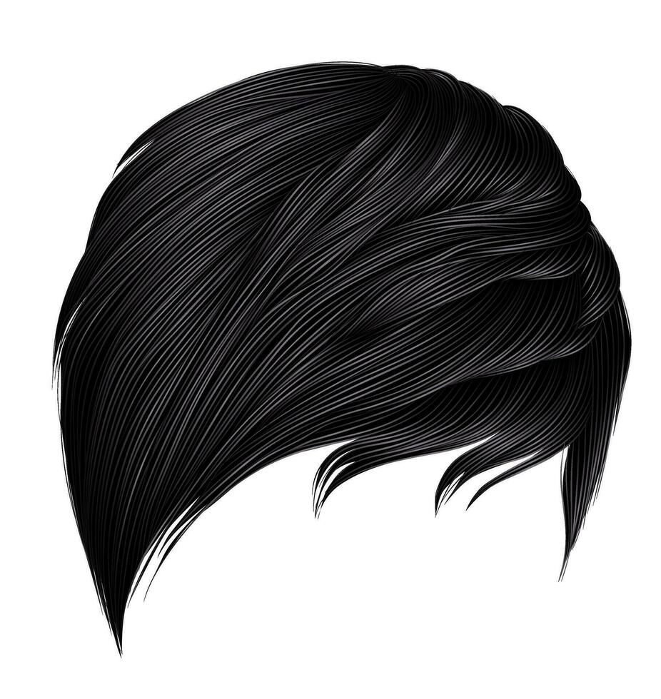 trendige frau kurze haare brünette schwarze farben .mode schönheitsstil. realistisches 3d. vektor