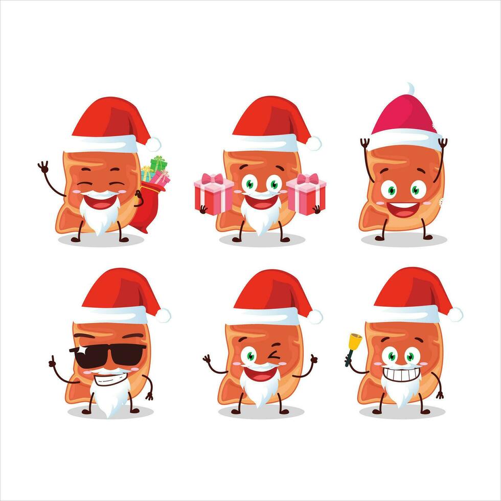 Santa claus Emoticons mit Steak Karikatur Charakter vektor