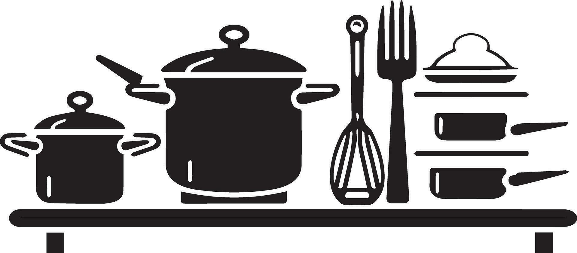 Silhouette Logo Küche Ausrüstung Vektor Illustration