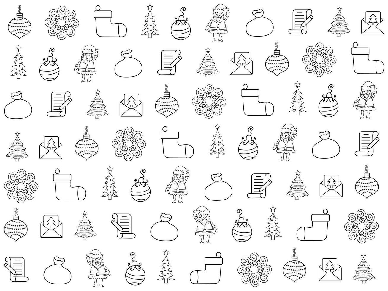 Weihnachten Symbol einstellen mit Schneeflocken, Hüte, Stern, Weihnachten Baum, Bälle, orange, Socke, Geschenk, trinken und Girlanden. Vektor Symbole zum Geschäft und Ferien