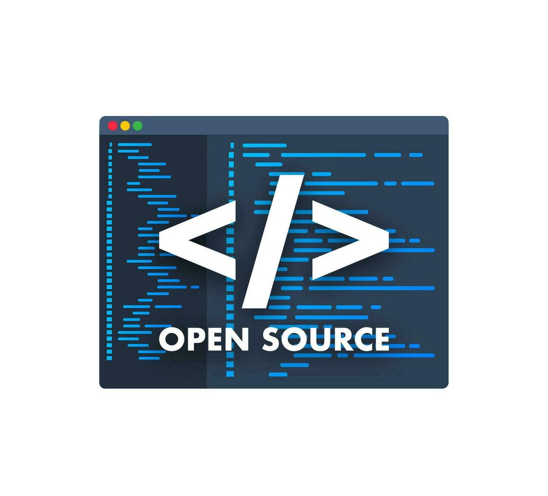programvara utveckling och digital teknologi begrepp. öppen källa. 4k vektor