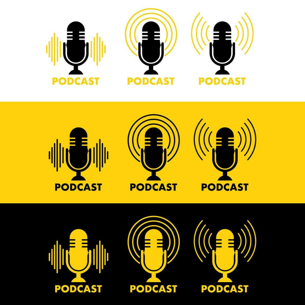 podcast radio ikon, märka. studio mikrofon, utsända. kreativ podcast. vektor stock illustration.