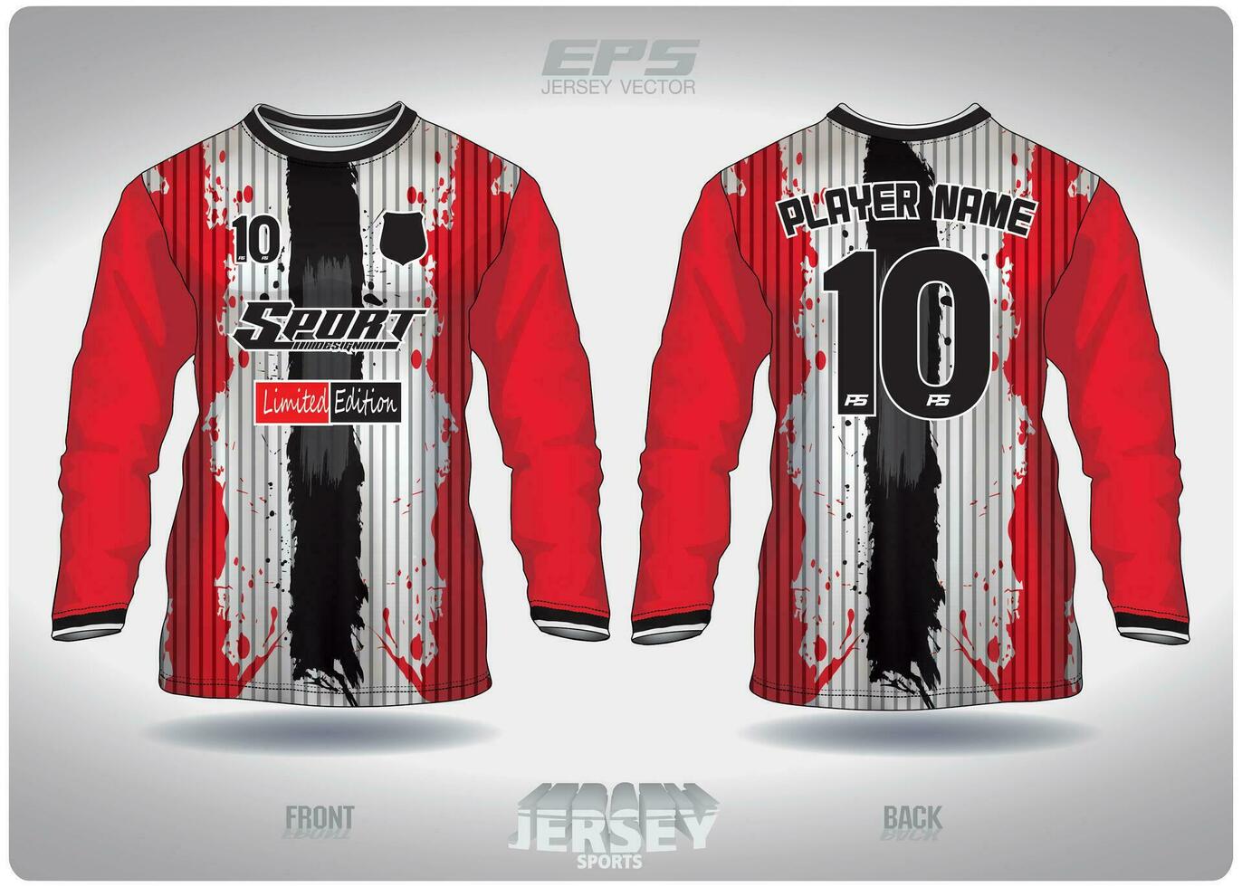 eps jersey sporter skjorta vector.fresh röd och svart Ränder mönster design, illustration, textil- bakgrund för runda nacke sporter skjorta lång ärmar, fotboll jersey skjorta lång ärmar vektor