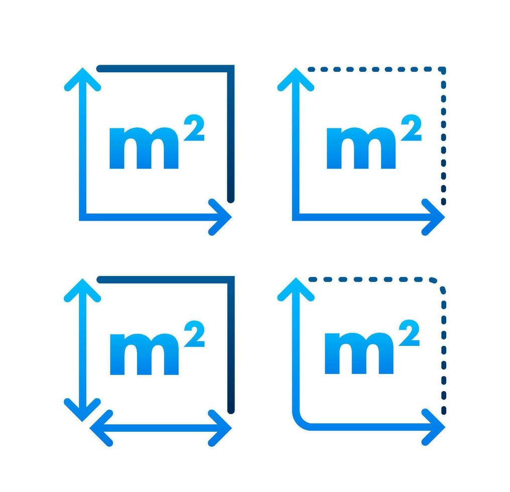 m2 Bereich Einheit Symbol. Platz Meter. Vektor Lager Illustration.