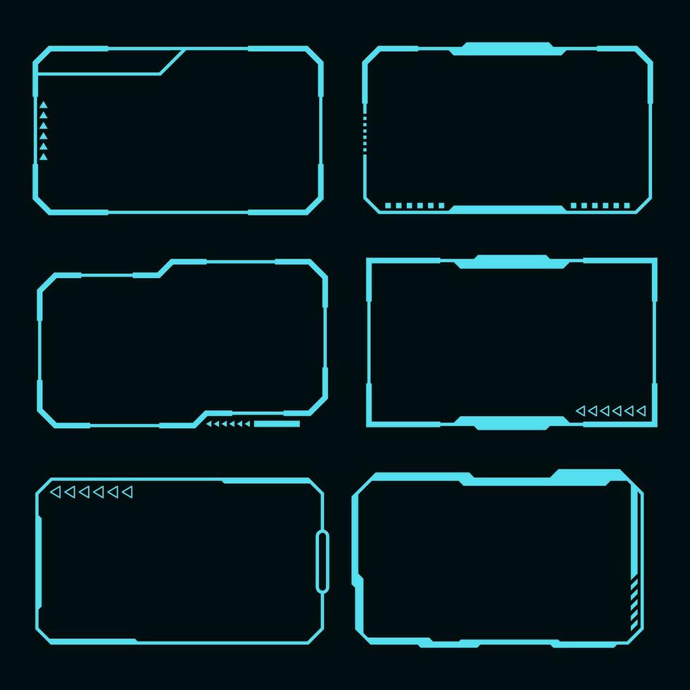 Vektor Rahmen futuristisch Technologie einstellen Hallo Technik Element. hud Fokus Sci-Fi Platz gestalten Design.
