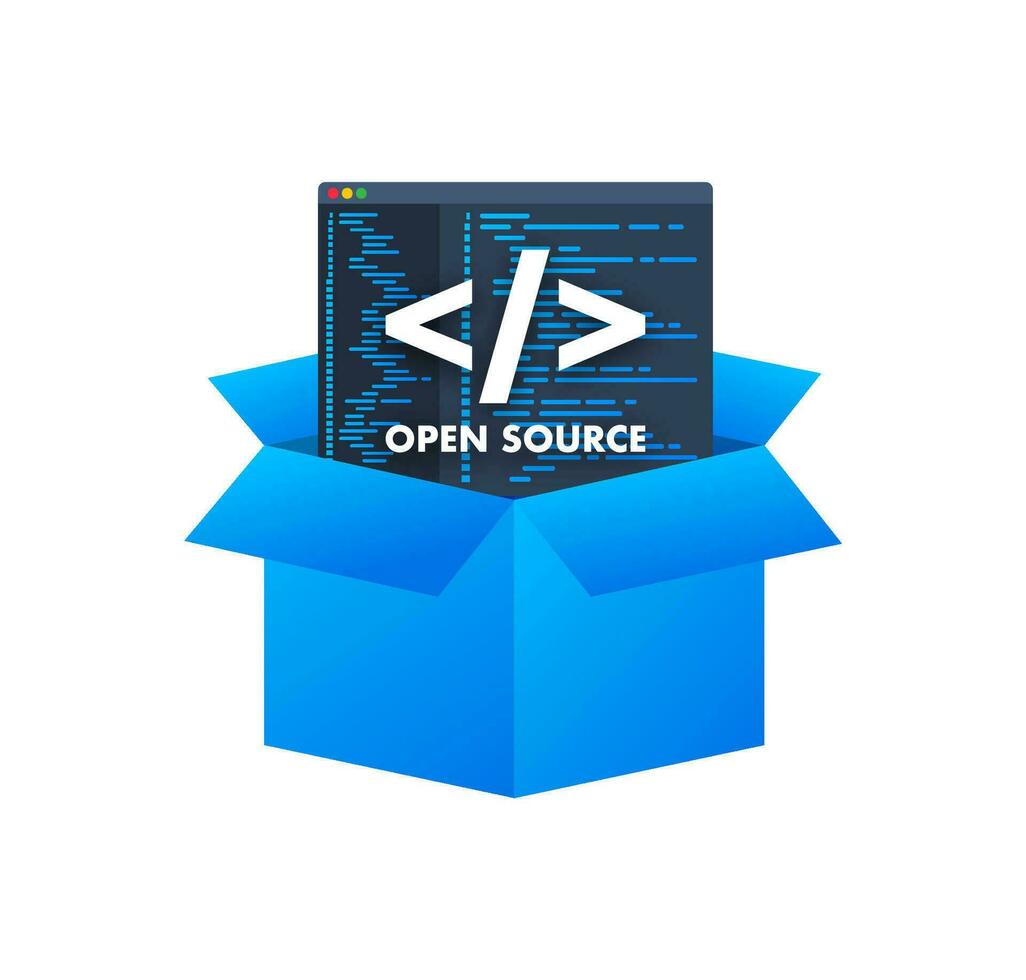 programvara utveckling och digital teknologi begrepp. öppen källa. 4k vektor