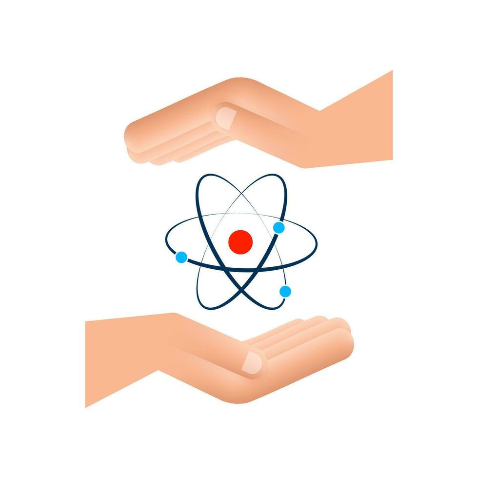 Atom Symbol Über Hände Bewegung Grafik, Atom Symbole auf Weiß Hintergrund 4k vektor