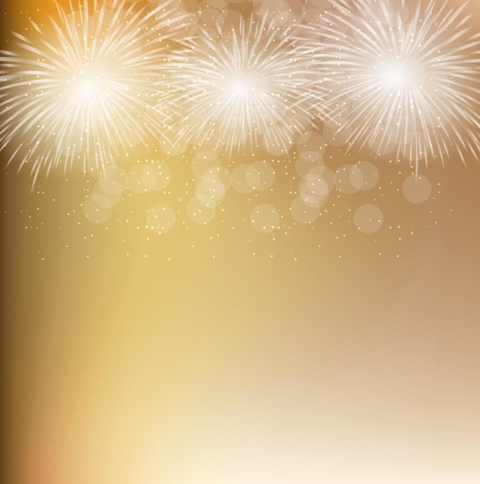Vektor-Illustration von Feuerwerk, Gruß auf goldenem Hintergrund vektor