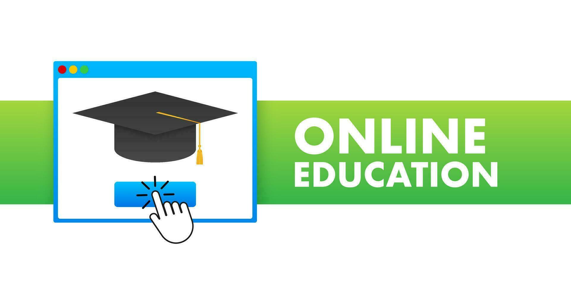 E-Learning, online Bildung Konzept Banner. online Ausbildung Kurse. Tutorials. Vektor Illustration