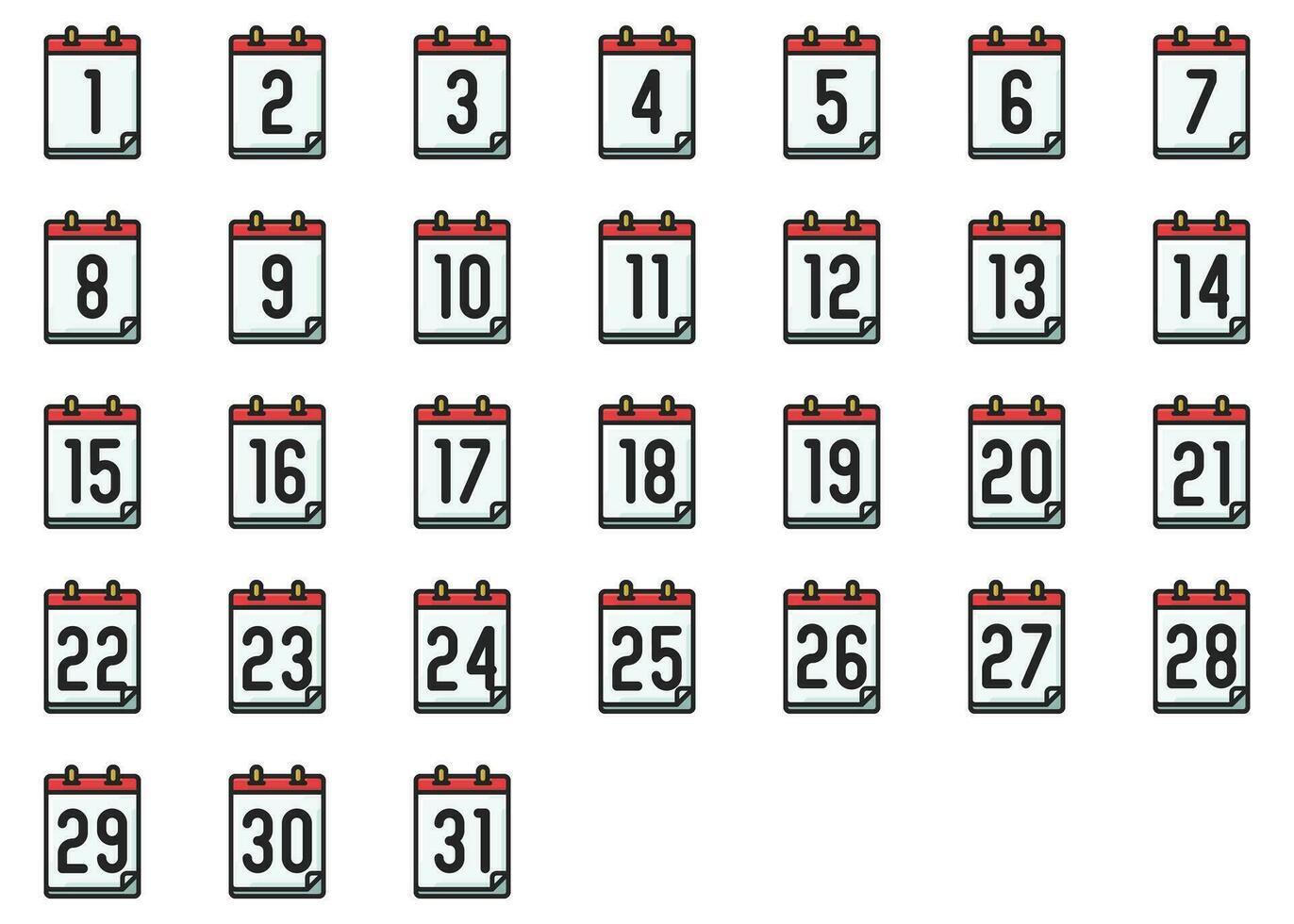 Kalender Datum Symbole Vektor im farbig Gliederung Stil, zum Geschäft, Ausbildung, Veranstaltung und Büro verwenden.