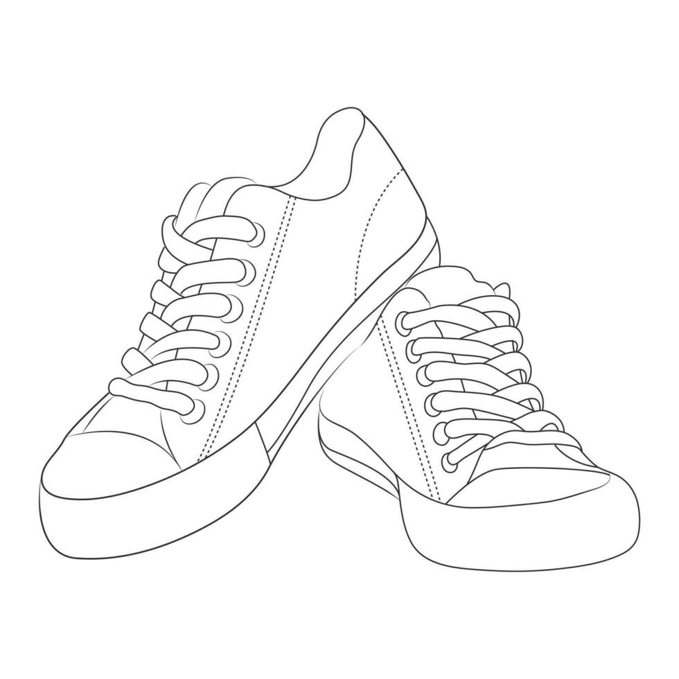 Schuhe oder Sneaker mit Gliederung Stil Vektor Design Element eps Dateien