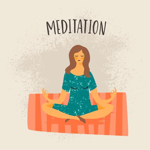 Vektor illustration av mediterande kvinna.