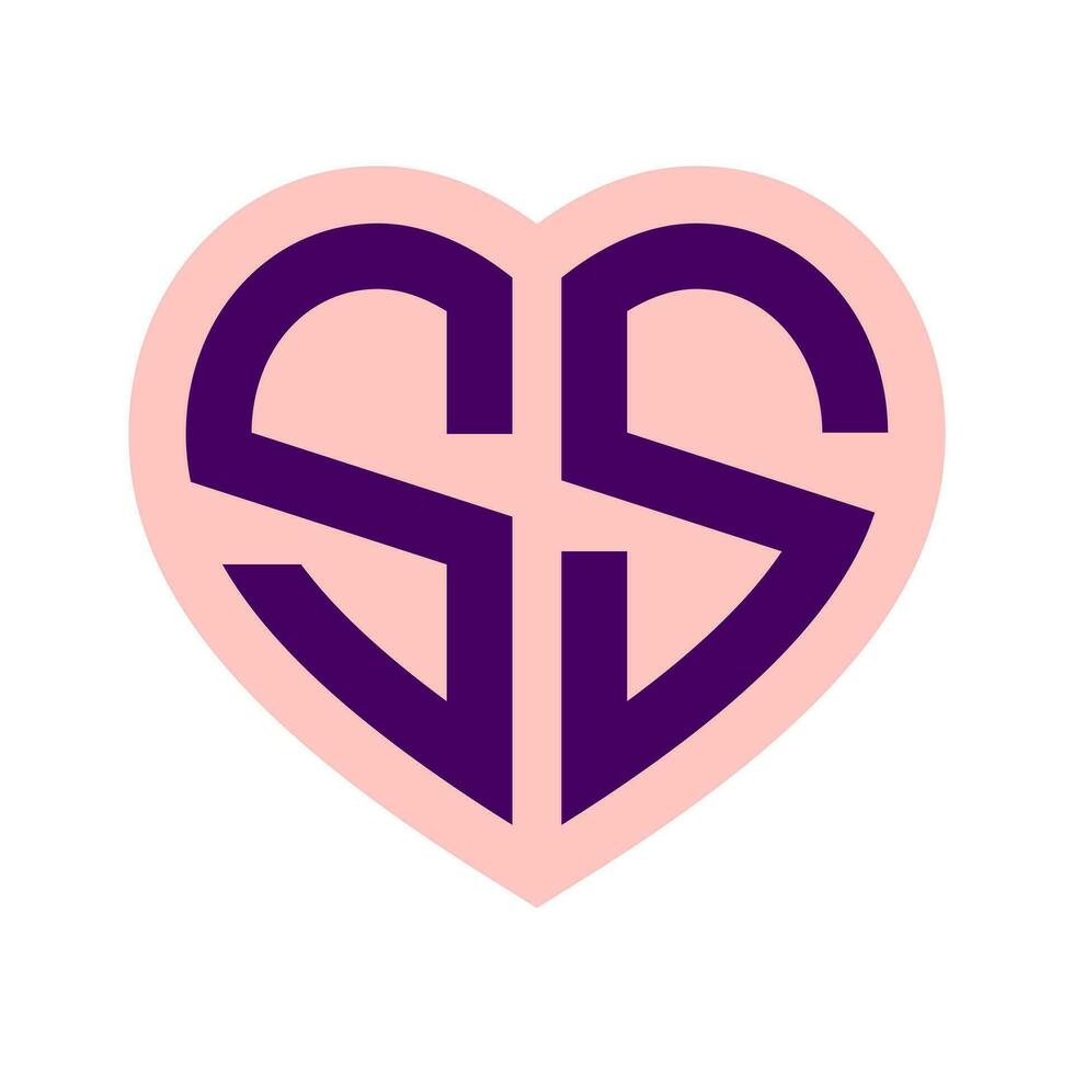 logotyp s hjärta monogram 2 brev alfabet font kärlek logotyp valentine logotyp broderi vektor