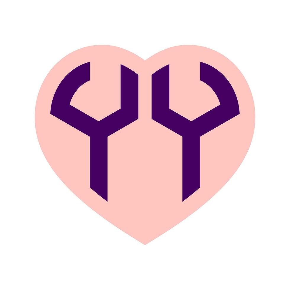 Logo y Herz Monogramm 2 Briefe Alphabet Schriftart Liebe Logo Valentinstag Logo Stickerei vektor