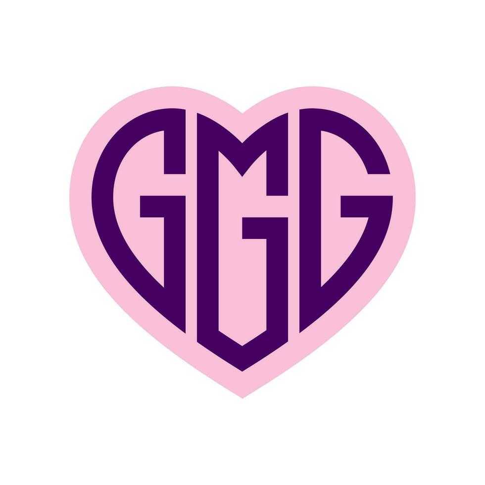 logotyp g hjärta monogram 3 brev alfabet font kärlek logotyp valentine logotyp broderi vektor