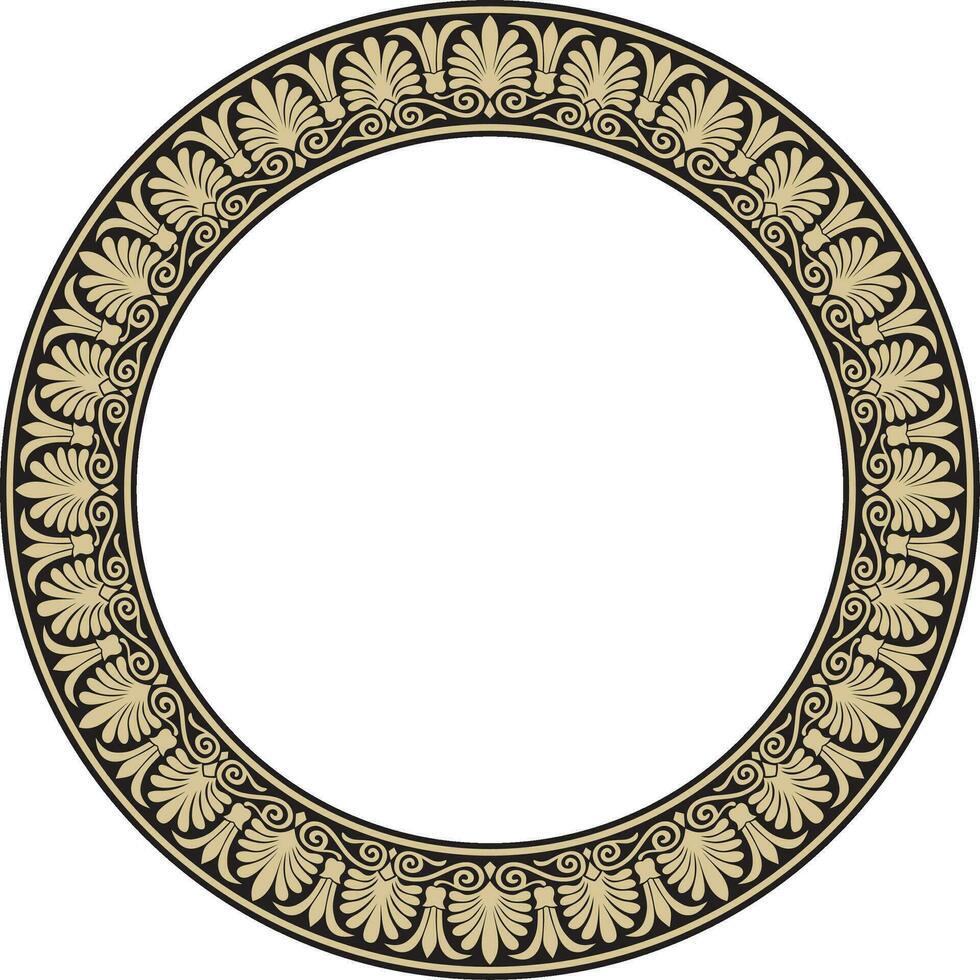 Vektor Gold und schwarz runden klassisch griechisch Ornament. europäisch Ornament. Grenze, rahmen, Kreis, Ring uralt Griechenland, römisch Reich