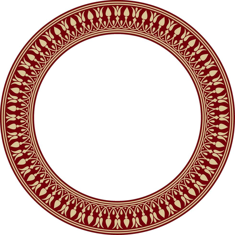 vektor guld och röd runda klassisk grekisk slingra sig prydnad. mönster, cirkel av gammal grekland. gräns, ram, ringa av de roman välde