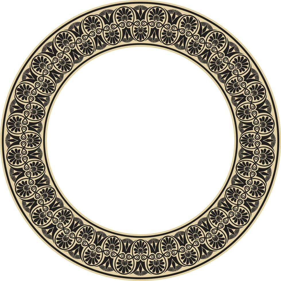 vektor guld med svart runda prydnad ringa av gammal grekland. klassisk mönster ram gräns roman välde