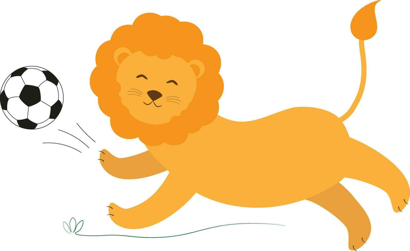 vektor illustration med lejon karaktär spelar fotboll boll i tecknad serie stil