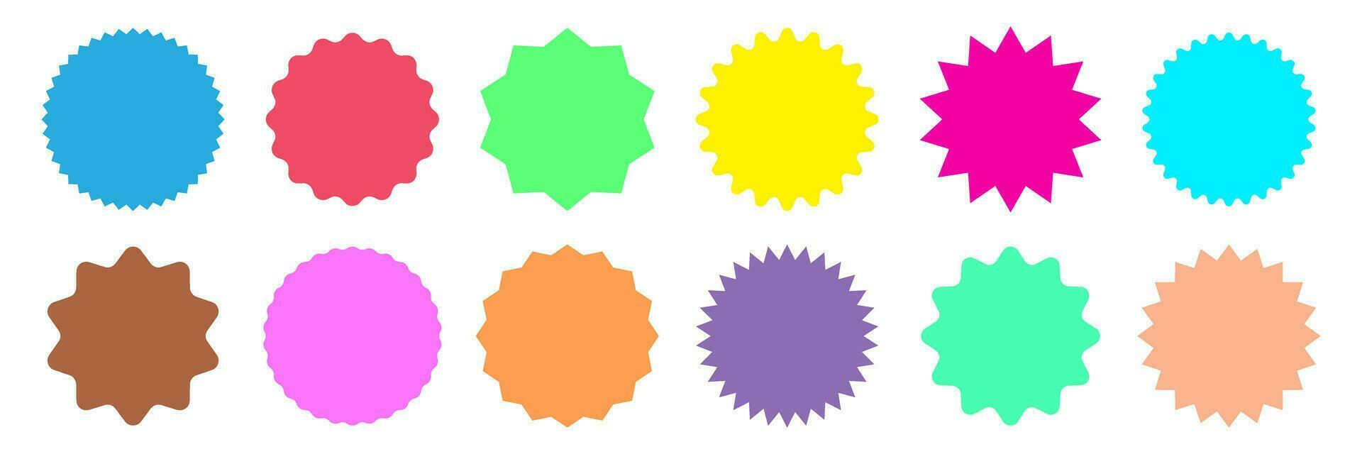 starburst Tal bubblor. uppsättning av Färg pris klistermärke, försäljning eller rabatt klistermärke, sunburst märken vektor ikon.