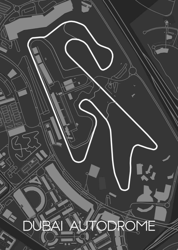 Dubai Autodrom Spur Karte zum Poster Mauer Kunst vektor